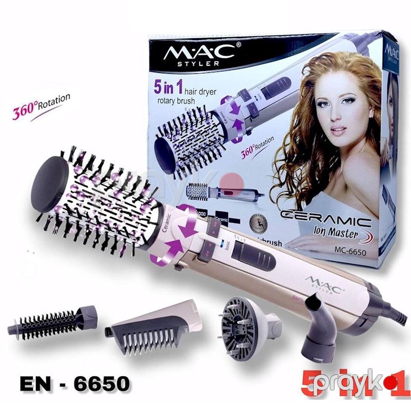 MAC MC-6650 Professional 5 Fərqli Başlıqlı Elektrikli Daraqlı Fen Saç Düzləşdirici Fen Hava Feni — Fən, Bakı (6)