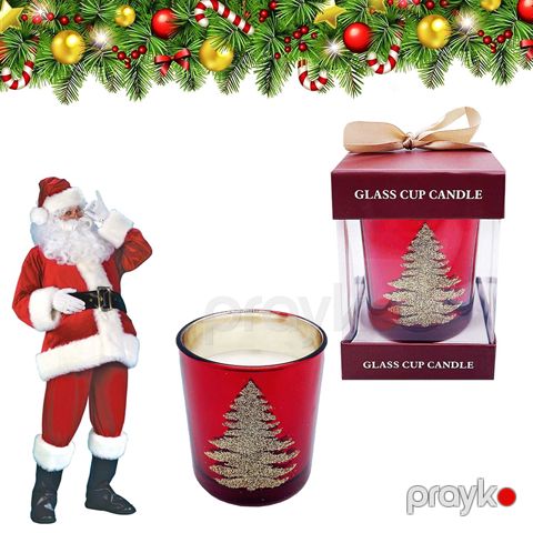 Yeni İl Şamı Glass Cup Candle Aromatik Mum Parıltılı Əl İşi Şam BB 257-2 Zərif Hədiyyəlik Yeni İl Şamı — Bakı