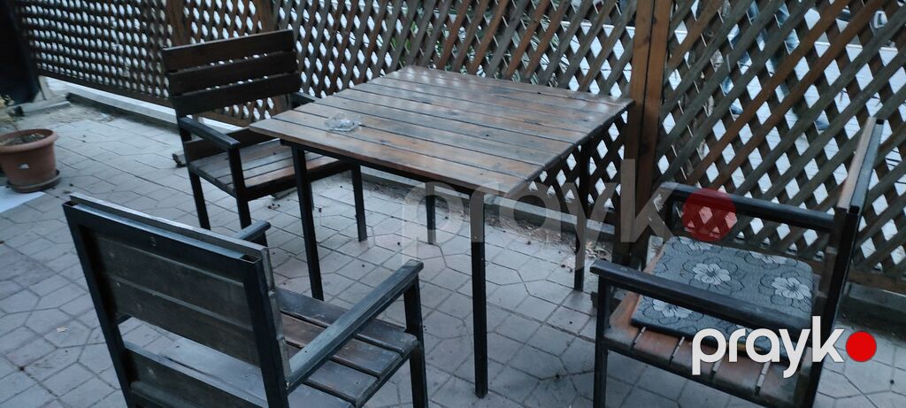 Kafe/bağ üçün dəmir çərçivəli taxta stol-stul dəstləri - Material — Mobilya dəstləri, Sumqayıt (6)