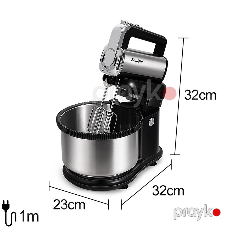 Sonifer SF-7032 Elektrikli Mikser Stand Mikser Xəmir Qarışdırıcı Yumurta Çırpıcı Mikser 500W — Blenderlər, xırdalayanlar və mikserlər, Bakı (2)