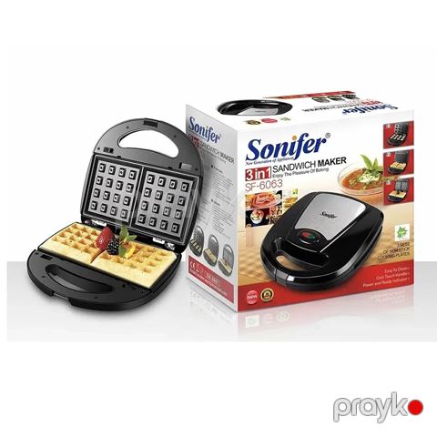 Sonifer SF-6063 Çoxfunksiyalı Elektrikli Toster Sendviç Qoz Şirniyyat Hazırlayıcı Toster 800W — Bakı