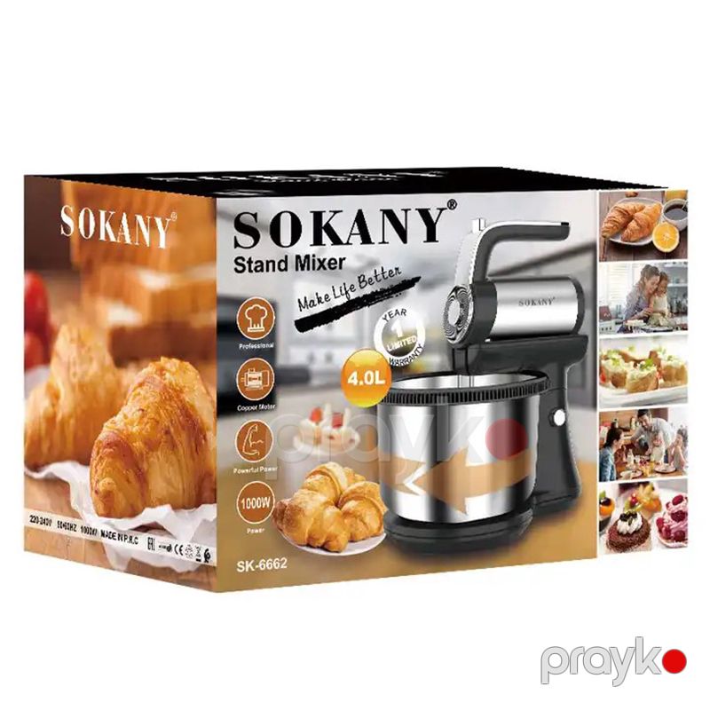 Sokany Mikser Yüksək Keyfiyyətli Yoğurma Maşını 1000W Yüksək Güclü Tort Mikser Tutum 4L — Blenderlər, xırdalayanlar və mikserlər, Bakı (3)