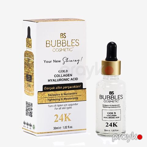 Bs Bubbles Cosmetic 24k Qızıl Parçalı Collagen Kolajen Baxım Serumu 30 ml Cavanlaşdırıcı Qızıl Serum — Bakı