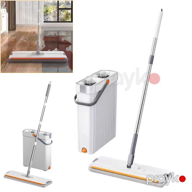 Çoxfunksiyalı Mop Yuyula Bilən Düz Mopa və Vedrə Dəsti Asan Öz-özünə Sıxan Mop Seti ABX-4154 Düz Paspas — Mallar, Bakı (3)