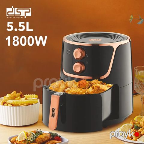 DSP Elektrikli Air Fryer 1800W Yapışmaz Yağsız Pişirmə Özəllikli Hava Fritözü 5.5L Avtomatik Termostat Nəzarəti 220-240V — Bakı