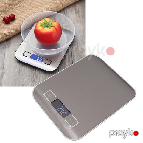DSP Mətbəx Tərəzisi 1Kg-5 kq Gümüş Reqemsal LED Ekran Mətbəx Tərərzisi Paslanmayan Polad Protativ Tərəzi — Bakı