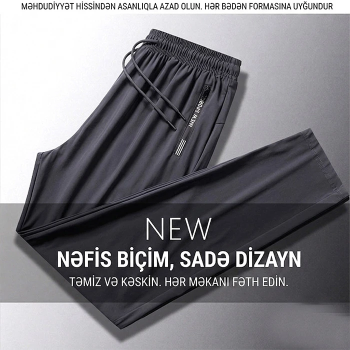 İstiyə SON Premium "Buz İpək" (Ice Silk) Kişi Şalvarı — Bu Yay Sizin Şəxsi Kondisioneriniz Olacaq — Kişi geyimi, Bakı (3)