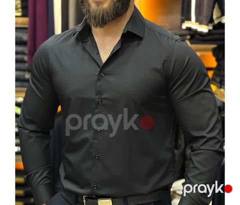 Kişilər üçün uzunqol köynək Paşatürk TCS_2441, qara, pambıq, ölçü XXL — Bakı