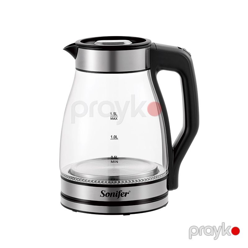 Sonifer SF-2121 Yüksək Keyfiyyətli 1500W 1.5L Şüşə Çaydanı LED Mavi İşıqlı Elektrikli Borosilikat Şüşə Çaydan — Elektrik çaydanları və termoslar, Bakı (2)