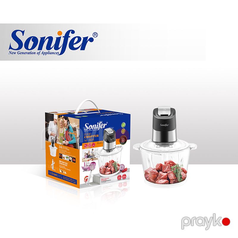 Sonifer SF-8134 Doğrayıcı 2.6 litrlik şüşə qab tərəvəz ət doğrayıcı blender Boz doğrayıcı — Blenderlər, xırdalayanlar və mikserlər, Bakı (3)