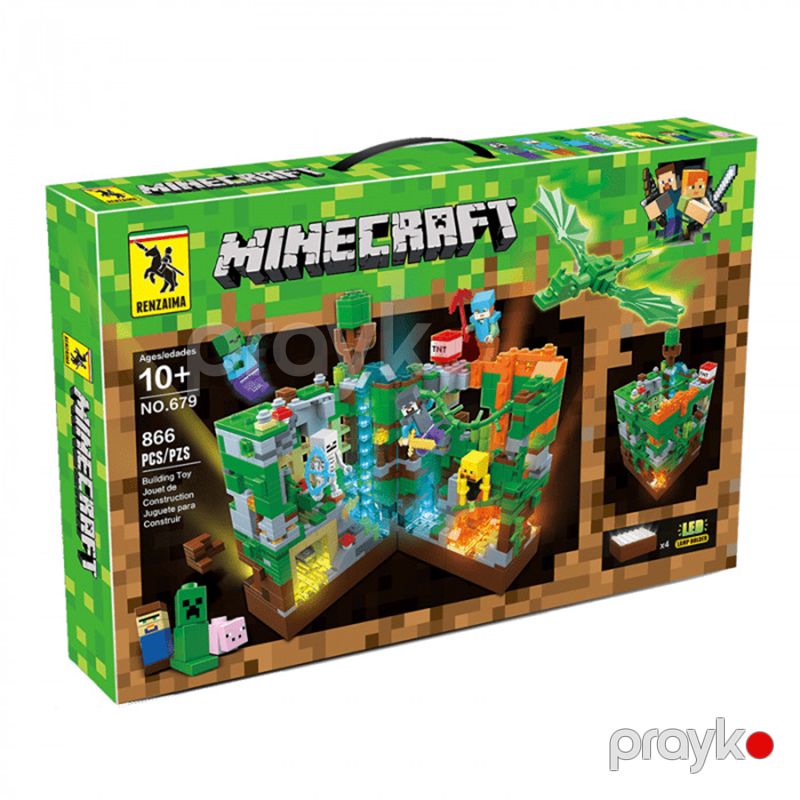 Lego Oyunu Constructor Renzaıma Minecraft Jungle Battle 866 hissə, Constructor Green Fortress + LED 866 hissə, Minecraft 679 — Oyuncaqlar, Bakı (6)