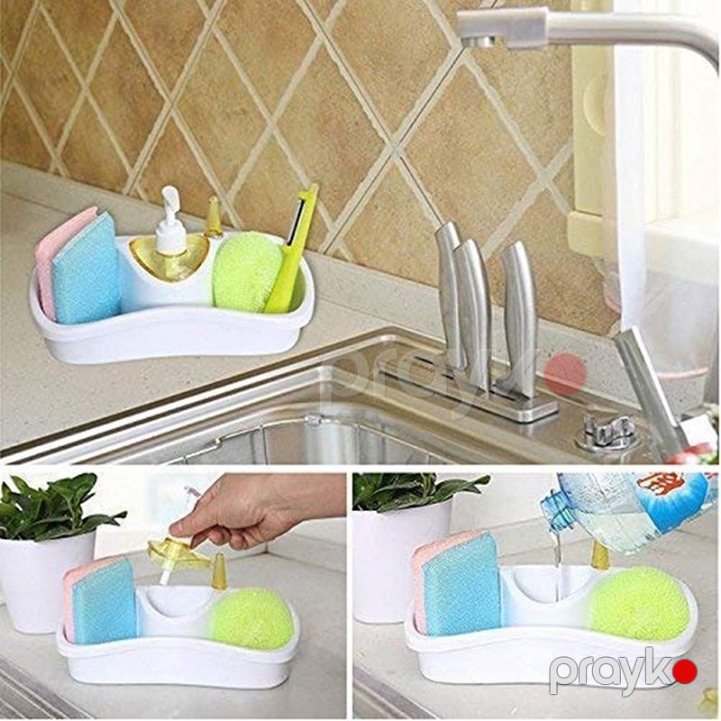 Lavabo Sabun Qabı Hamam Mətbəx Üçün Süngər Maye Sabun Qabı Sabun Dispenser Plastik Sabun Süngər Saxlama Altlığı — Mallar, Bakı (3)
