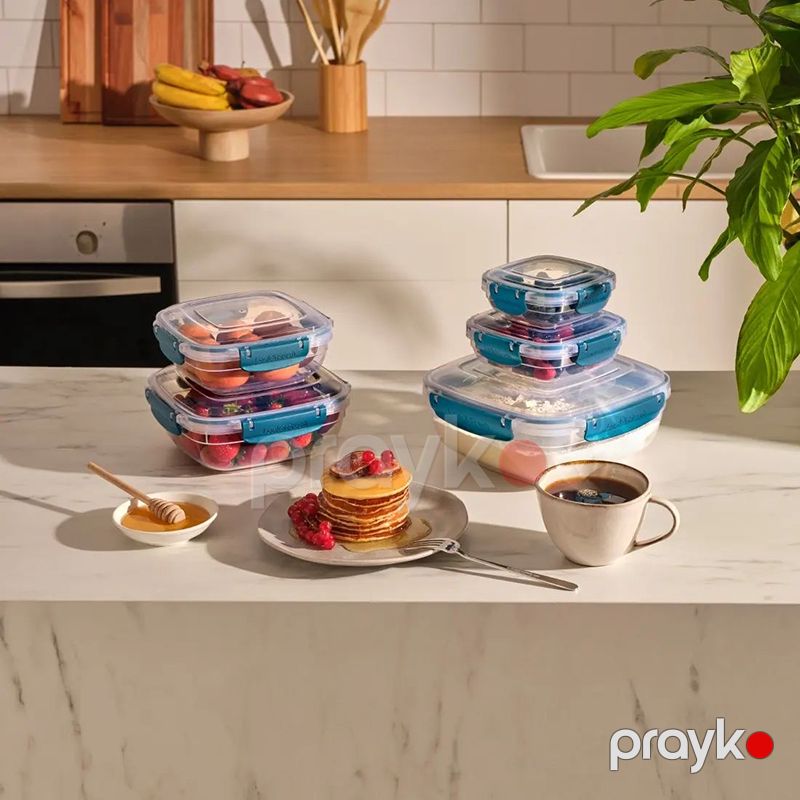 5li Saxlama Qabı Dəsti Lock & Fresh Düzbucaqlı Saxlama Qabı 4000, 2300, 1400, 800, 400 ML — Qablar və mətbəx əşyaları, Bakı (4)
