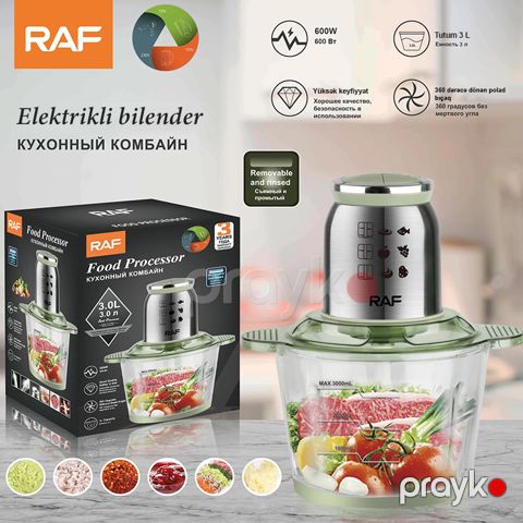 Böyük Tutuma Sahib RAF Elektrikli Blender 800W Qida Prosessoru R.7001 Çoxfunksiyalı Tərəvəz Doğrayan 3L — Bakı