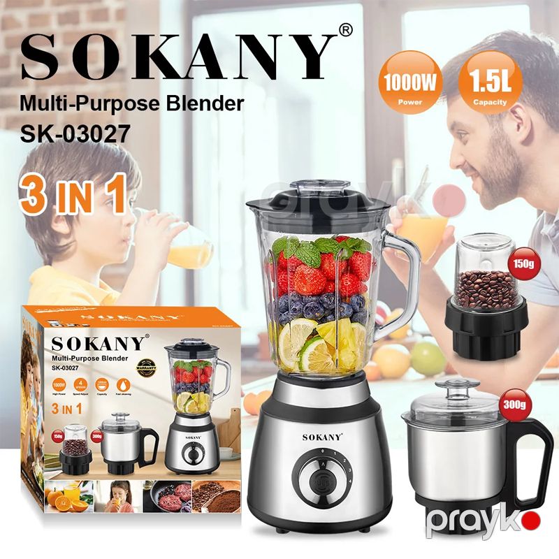 Sokany SK-03027 - Blender 1000 Vt Gücə Malik Çoxfunksiyalı Qida Prosessoru — Blenderlər, xırdalayanlar və mikserlər, Bakı (6)