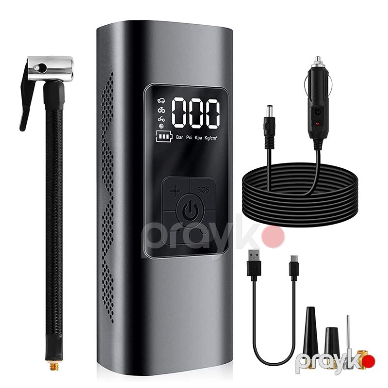 Avtomobil Velosipedi Motosiklet Topu üçün 12V Simsiz Avtomobil Nasos LED Təkər Pompası Portativ Hava Kompressoru USB Şarj cihazı — İdman, hobi, istirahət, Bakı (8)