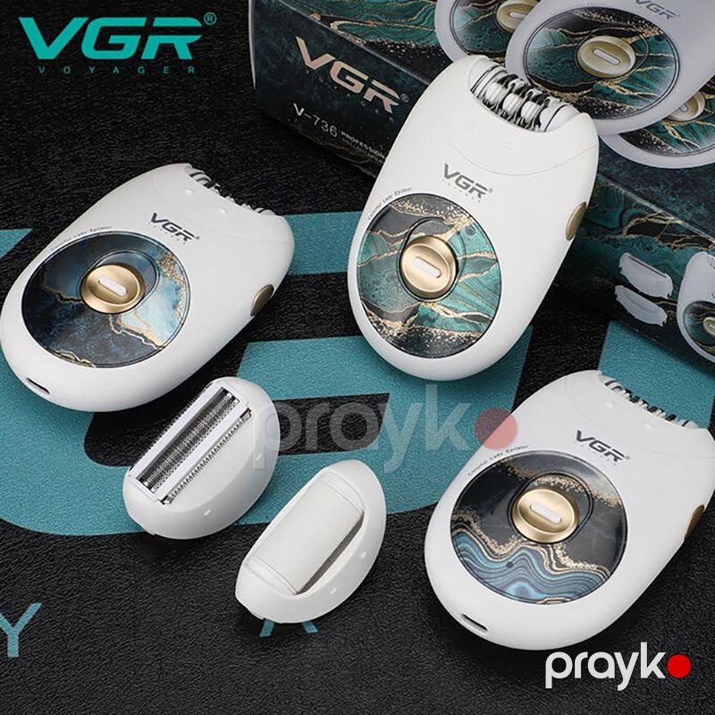 VGR V-736 3 In 1 Epilator Quru Epilyasiya, Üz və Bədən üçün, Dəyişdirilə Bilən Başlıqlar, İki Sürət Rejimi — Usturalar, trimmerler və epilyatorlar, Bakı (4)