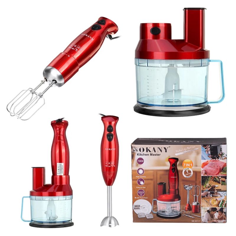 Sokany sk-5011-7 7-si 1-də elektrikli Əl blenderi 700w qida dəyirmanı yumurta çarpıçı blender dəsti — Ev texnikası, Bakı (5)