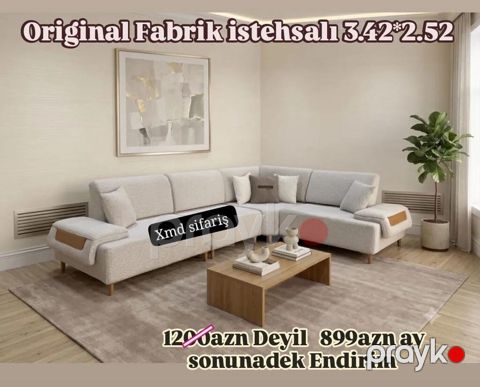 Orijinal fabrik istehsalı künc divan - Ölçü: 3.42 m 2.52 m - Müasir — Bakı