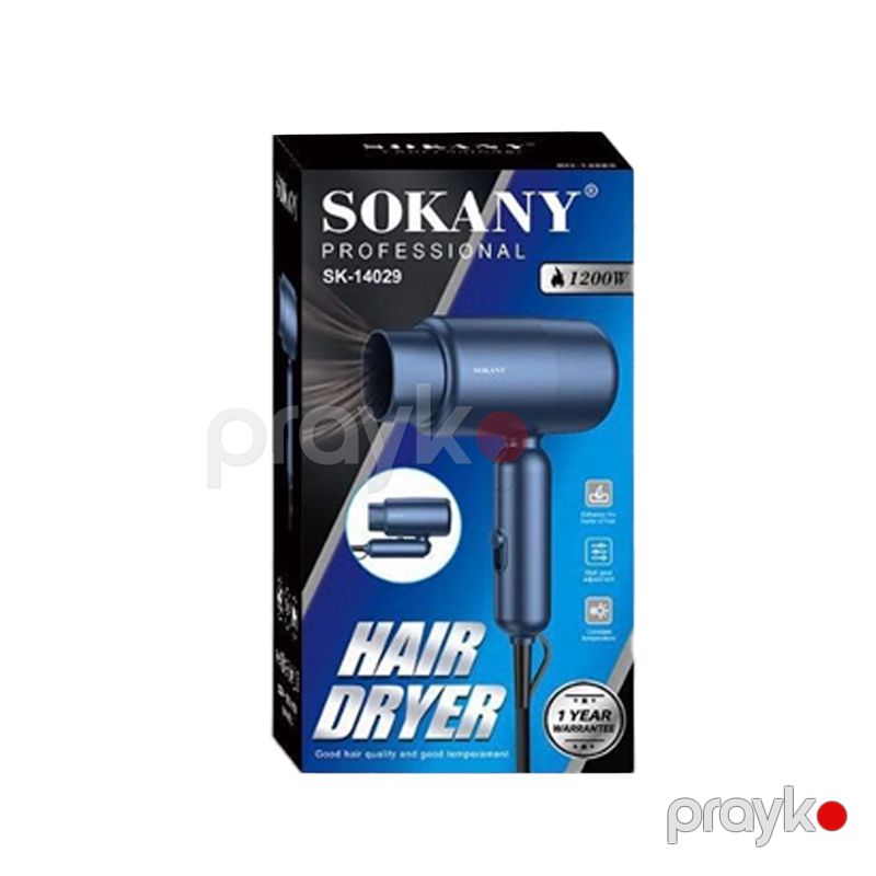 Sokany SK-14029 - Hava Feni 1200W Güc Portativ Saç Qurutma Maşını 2 Sürətli İon Texnologiyalı Saç Qurutma Maşını Qatlana bilən Hava Feni — Fən, Bakı (3)