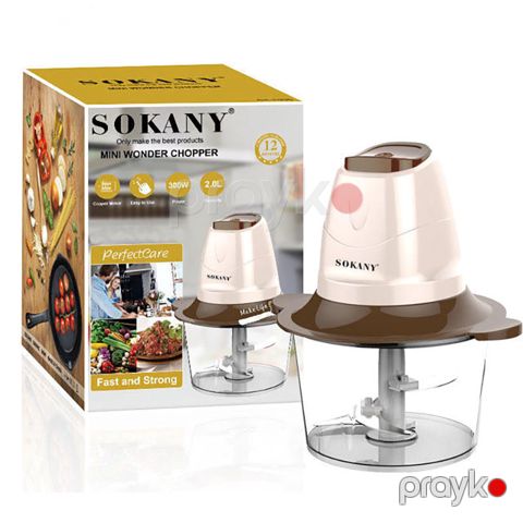 Sokany 2L Elektrikli Şüşə Qida Kombaynı 300W Gücündə İki Qat Paslanmaz Polad Mətbəx Doğrayıcısı — Bakı