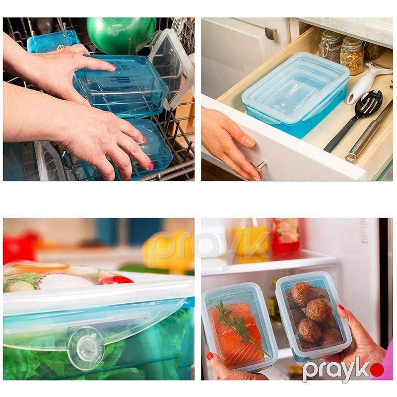 Stretch and Fresh, Silikon qida saxlama qabları, bərk qidalar üçün hava keçirməyən və şorba və souslar üçün sızdırmaz — Qablar və mətbəx əşyaları, Bakı (5)