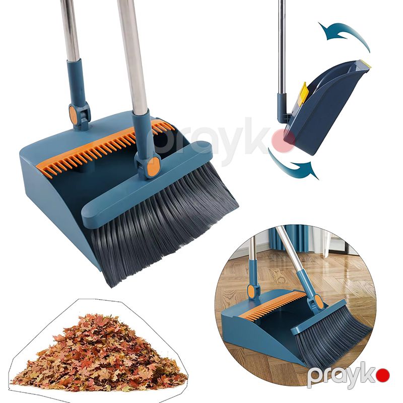 Döşəmə Təmizliyi Sçün Süpürge və Xəkəndaz Dəsti 180° Dönəbilən Başlıklı Uzun Saplı Güçlü Süpürge Seti Yumuşak Fırça — Mallar, Bakı (6)
