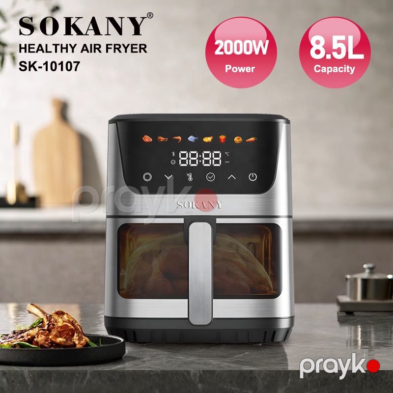 Sokany Görünən Hava Fritöz 2000v Elektrikli Fritöz Yağsız Ağıllı Hava Fritöz Qril 8.5 litrlik Air frey SK-10107 — Digər mətbəx texnikası, Bakı (3)