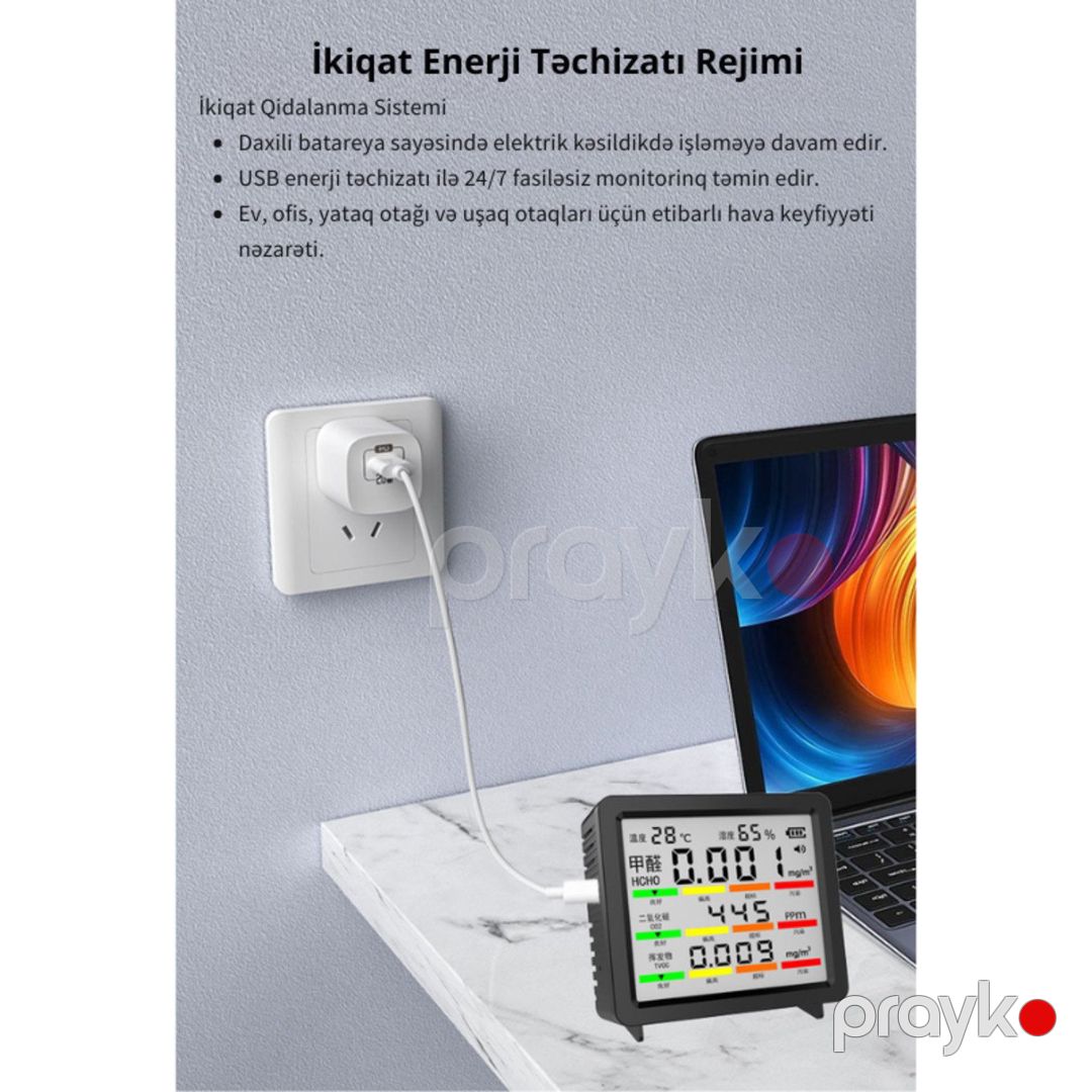 Hava keyfiyyəti monitoru MT66 — Ağıllı ev və təhlükəsizlik, Bakı (6)