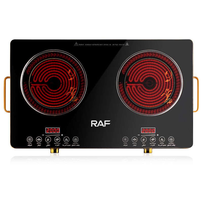 RAF Elektrikli İki Ocaqlı Soba R.8088 7000 Vatt Təhlükəsiz İnfraqırmızı Soba Mirco kristal lövhə rəqəmsal displey — Plitələr, Bakı (2)