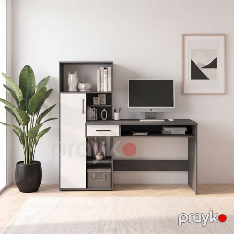 Yazı masası 12564, Ldsp, 160x160x60 sm, antrasit/ağ — Bakı