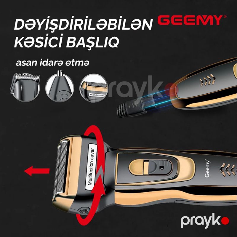 Geemy GM 595 Professional Saç Kəsmə Maşını Trimmer 3 Başlıqlı Üzqırxan Maşın — Usturalar, trimmerler və epilyatorlar, Bakı (4)