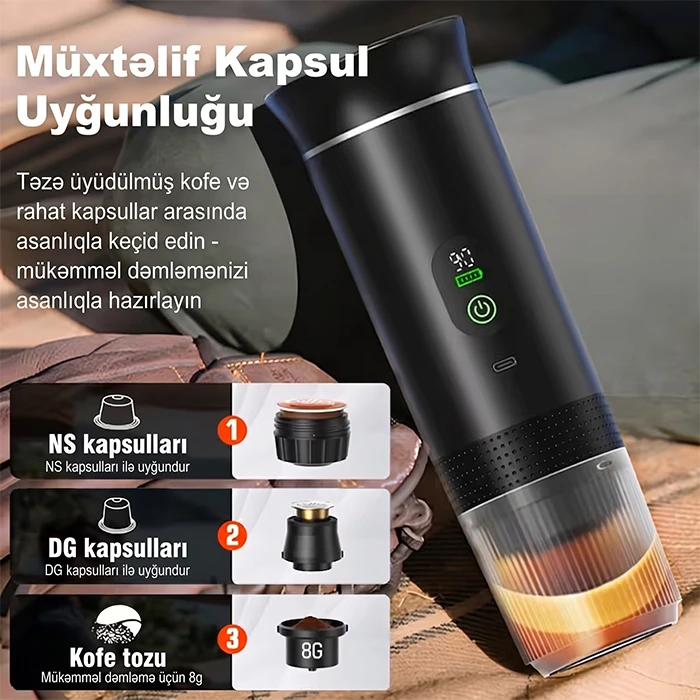 Portativ Zordin 3-ü 1-də Kofe Maşını: Hər yerdə mükəmməl Espresso və Lunqo — Mallar, Bakı (5)