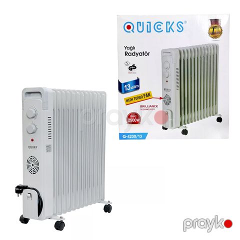 Radiator Q-4230 Yağlı Qızdırıcı Turbo Ventilyatorlu F 13-lü Qızdırıcı Radiator 2500W Səmərəli Yağ Radiatoru — Bakı