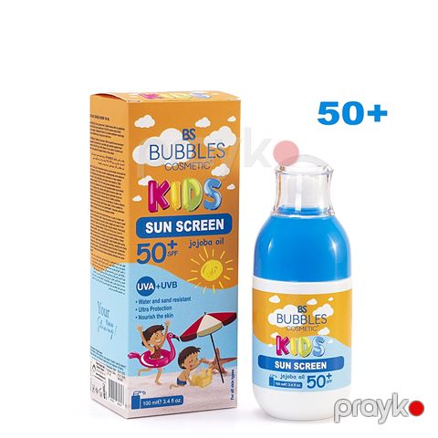Uşaqlar Üçün Xüsusi Hazırlanmış Günəş Kremi 50+ SPF Həssas Dərilər Üçün Bubbles Cosmetic Kids Sun Screen — Bakı