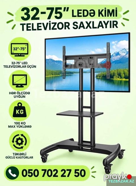 Təkərli sürülə bilən tv stend — Bakı