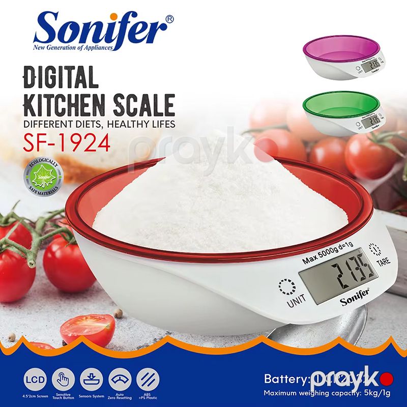 Sonifer SF-1924 Çoxfunksiyalı Mətbəx Tərəzisi Həssas Tərəzi Led Displeyli Tərəzi — Tərəzi, Bakı (4)