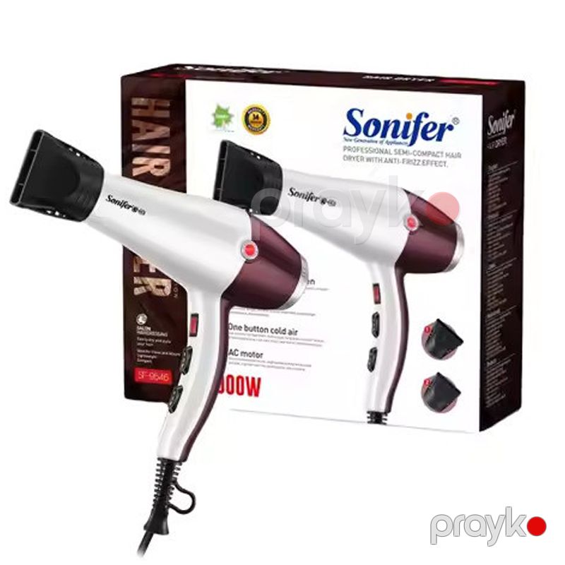 Sonifer SF-9546 - Hava Feni, Soyuq Külək və İsti Hava ilə Qızdırılan Yüksək Güclü Pro Saç Qurutma Maşını 2000 Vatt Güc ilə — Fən, Bakı (4)