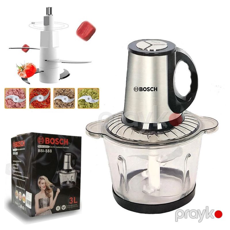 Bosch BS-888 Elektrikli Doğrayıcı Tərəvəz Ət Doğrayıcı Maşın 1500W Şüşə Metbəx Kombaynı 3l Tutuma Malik — Blenderlər, xırdalayanlar və mikserlər, Bakı (6)