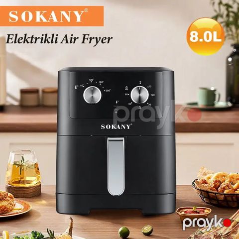 Sokany Çoxfunksiyalı Rəqəmsal Hava Fritözü 8L Tutuma Sahib Çıxarılan Yağ Konteynerli Air Fryer 2400W Aerofritür — Bakı
