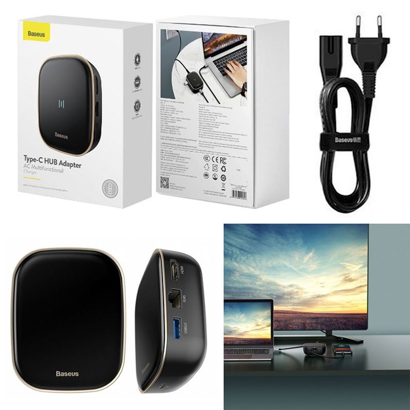 Baseus Type-C HUB Adapteri Qara Rəngdə 6-da 1 Type-C Çoxfunksiyalı Şarj Cihazı CAHUB-AU01 — Telefonlar və qadjetlər, Bakı (4)
