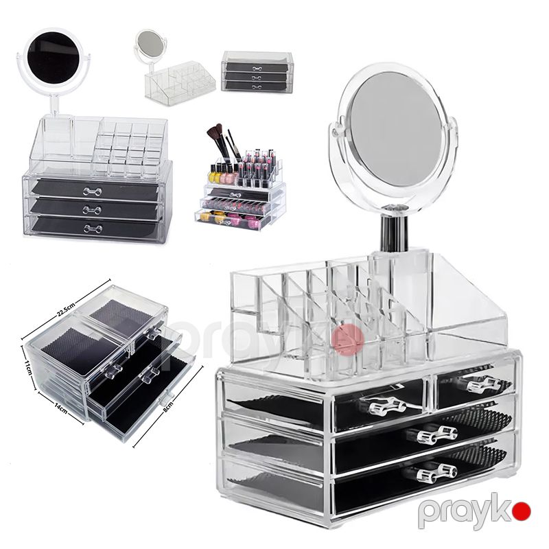 Güzgülü 3 Çekmeceli Akril Kosmetik Organizer JN-878 3 Çekmece və Güzgü ilə Kosmetik Makiyaj Rəfi — Gözəllik və səhiyyə, Bakı (3)