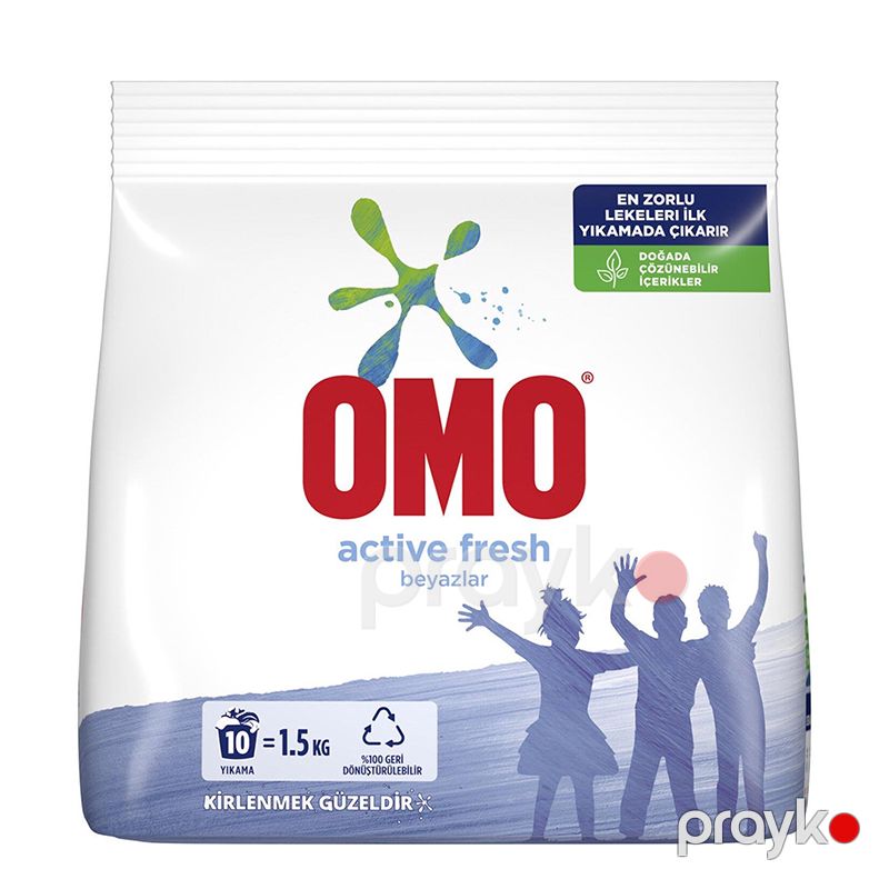 Omo Active Fresh Toz Çamaşır Deterjanı 1.5k 10 Yıkama 1500 G Active Fresh Beyazlar Toz Deterjan — Mallar, Bakı (3)