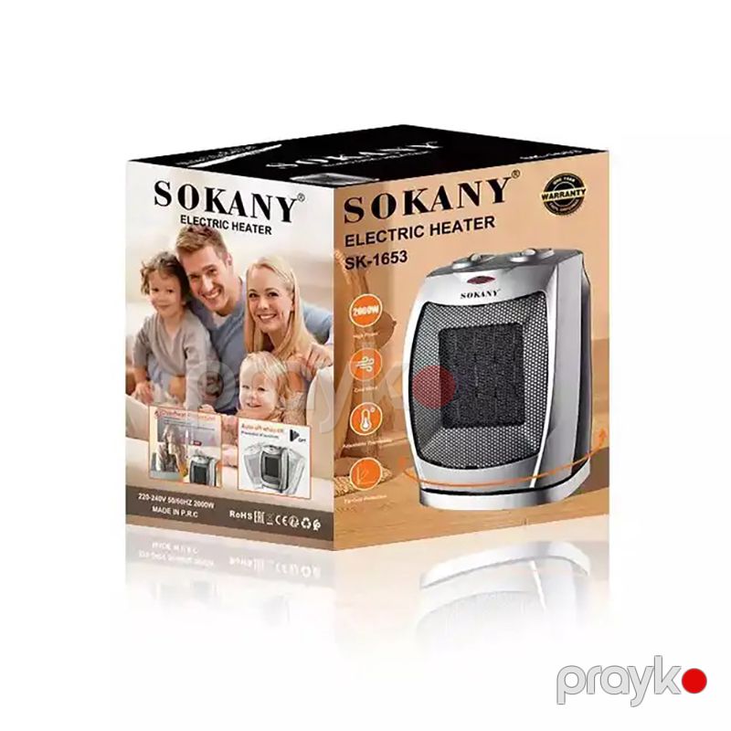 Sokany Elektrikli Portativ İsidici Yüksək Güclü 2000w Masaüstü Qızdırıcı LED İşıqlı Tənzimlənən Termostat Nəzarəti — Isıtıcılar və isı ventilatorları, Bakı (6)