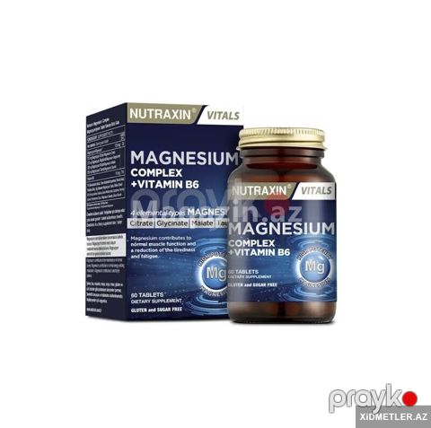 Nutraxin Vitals Magnesium Complex + Vitamin B6 Maqnezyum — Bakı