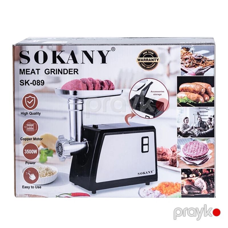 Sokany SK-089 Paslanmayan Polad Elektrikli Ətçəkən 3500W güclü ət çəkən maşını — Digər mətbəx texnikası, Bakı (7)