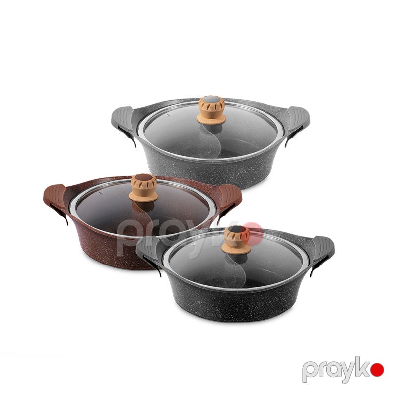 Sonifer İkiqat Qazan SF-1111-30sm keramika qapaqlı qazan Hotpot Double Flavored yapışmayan Qranit qazan — Qablar və mətbəx əşyaları, Bakı (5)