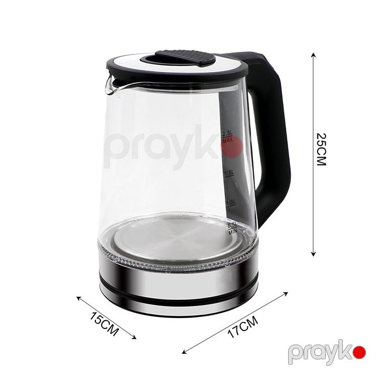 Elektrikli Çaydan Kettle Haeger HG-7846 Paslanmaz Polad, Şüşə Led İşıqlı 2.3L Tutum — Elektrik çaydanları və termoslar, Bakı (5)