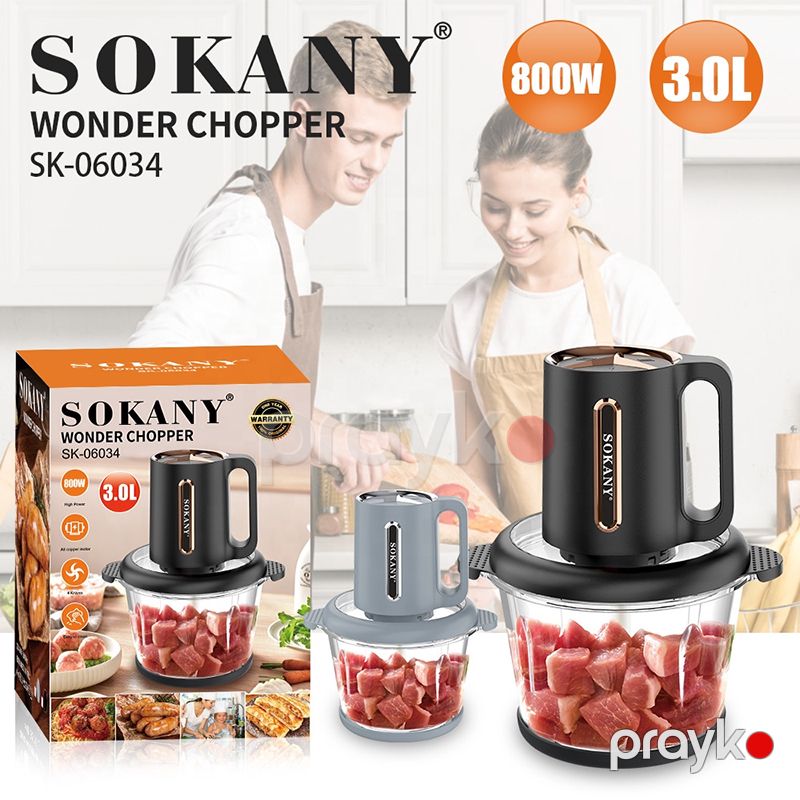 Sokany SK-06034 Doğrayıcı Çoxfunksiyalı Elektrikli Doğrayıcı 3L hecimli Blender doğrayıcı — Blenderlər, xırdalayanlar və mikserlər, Bakı (3)