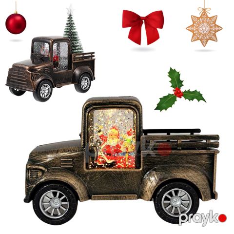 Şaxta Baba Maşnı Retro Yük Maşını Qar Kürəsi Fənəri Mini Yük Maşını Traktor Santa Klaus LED Yük maşını BB 252-10 — Bakı